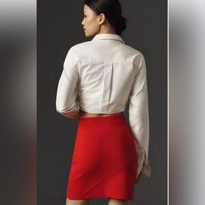 ❤️💐NEW! Anthropologie Maeve Bows Red Pencil Mini Skirt Size Large